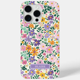 紫の小さな花のモノグラム iPhone 15 PRO MAXケース