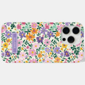 紫の小さな花のモノグラム Case-Mate iPhoneケース (裏面 (横))