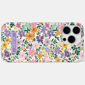 紫の小さな花のモノグラム Case-Mate iPhoneケース (裏面 (横))