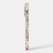 紫の小さな花のモノグラム iPhoneケース (左側面)