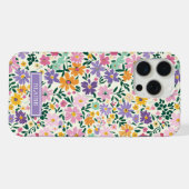 紫の小さな花のモノグラム iPhoneケース (裏面横)