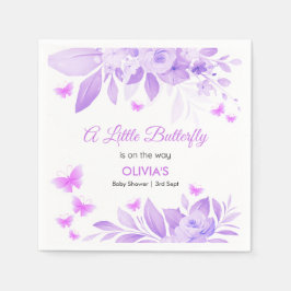 紫の小さな蝶が赤ちゃんシャワーの途中にある スタンダードカクテルナプキン