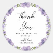 紫の小さな野花ありがとう ラウンドシール (正面)