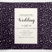 紫の山と木の写真の冬の結婚式 三つ折り招待状 (内部中)