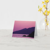 紫の山のサンセットノートカード カード (黄色い花)
