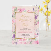 紫の山花母の日のおばあちゃん カード (黄色い花)