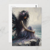 紫の崖に座る美しい妖精|過去記事 ポストカード (正面/裏面)