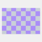 紫の市松模様にギンガム ラッピングペーパーシート (正面)