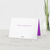 紫の帽子と風船の馬の誕生日おめでとう カード (裏面)