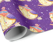 紫の帽子をかぶった冬の鳥 ラッピングペーパー (ロールコーナー)