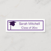 紫の帽子 – 卒業名カードを挿入 スキニー名刺 (正面)