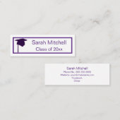 紫の帽子 – 卒業名カードを挿入 スキニー名刺 (正面/裏面)