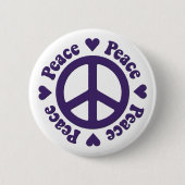 紫の平和の標識ボタン 缶バッジ (正面)