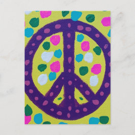 紫の平和サインが黄色 ポストカード