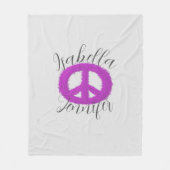 紫の平和サインのカスタマイズ フリースブランケット (正面)