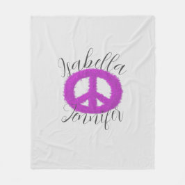 紫の平和サインのカスタマイズ フリースブランケット