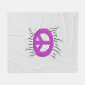 紫の平和サインのカスタマイズ フリースブランケット (正面(横))