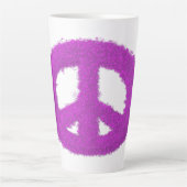 紫の平和サイン カフェラテマグ (正面)