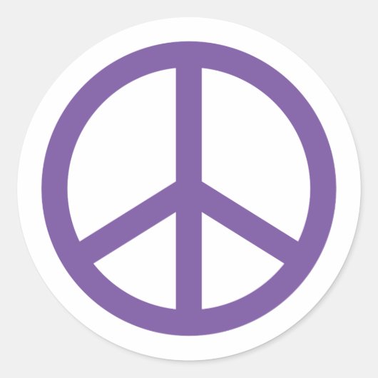 紫の平和サイン ラウンドシール (正面)