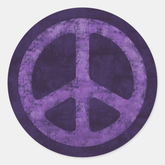 紫の平和サイン ラウンドシール (正面)