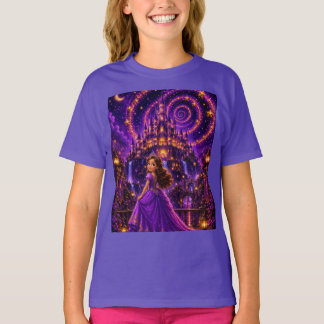 紫の幻想的なプリンセスの城の芸術 | 魔法の宇宙 Tシャツ