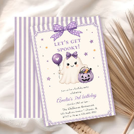 紫の幽霊 ハロウィン お誕生日おめでとう 招待状