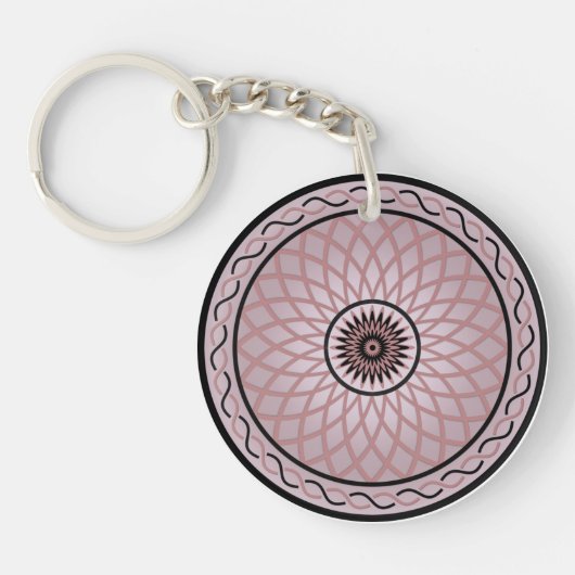 紫の幾何学模様の花 キーホルダー (正面)