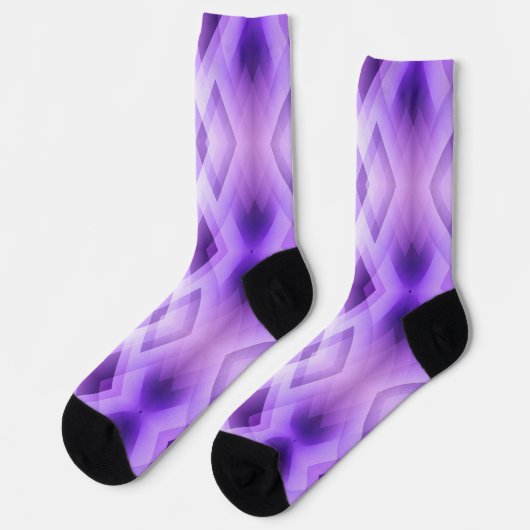 紫の幾何学的ダイヤモンド ソックス (左)