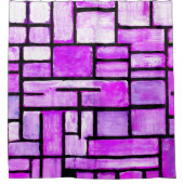 紫の幾何学角絵画形 シャワーカーテン (正面)