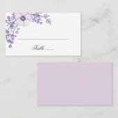 紫の庭の花。すみれの花の結婚式 プレイスカード (正面/裏面)
