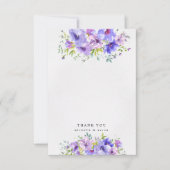 紫の庭園の花柄の写真の感謝カード サンキューカード (正面)