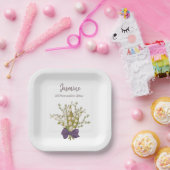 紫の弓と渓谷の花束のユリ ペーパープレート (パーティー)