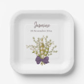 紫の弓と渓谷の花束のユリ ペーパープレート (正面)