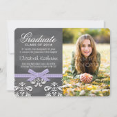 紫の弓の黒板レースの卒業発表 招待状 (正面)