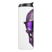 紫の彫刻された金属3Dスカルとサングラス タンブラー (回転左)