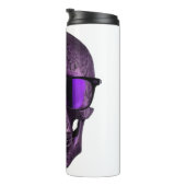 紫の彫刻された金属3Dスカルとサングラス タンブラー (回転右)