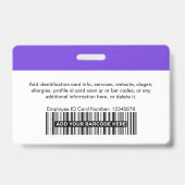 紫の従業員フォトバーまたはQRコードロゴ名 バッジ (裏面)