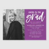 紫の応援の卒業式パーティーへ マグネット招待状 (正面)