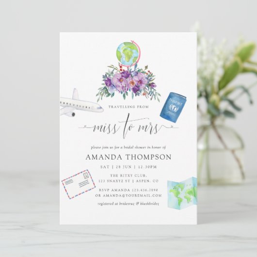 紫の恋しく思フローラへブライダルシャワー 招待状 (スタンド正面)