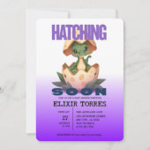 紫の恐竜がもうすぐ誕生 招待状 (正面)