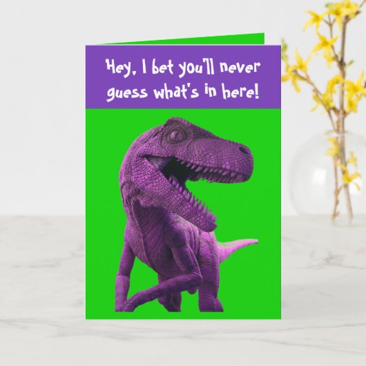 紫の恐竜 カード (黄色い花)