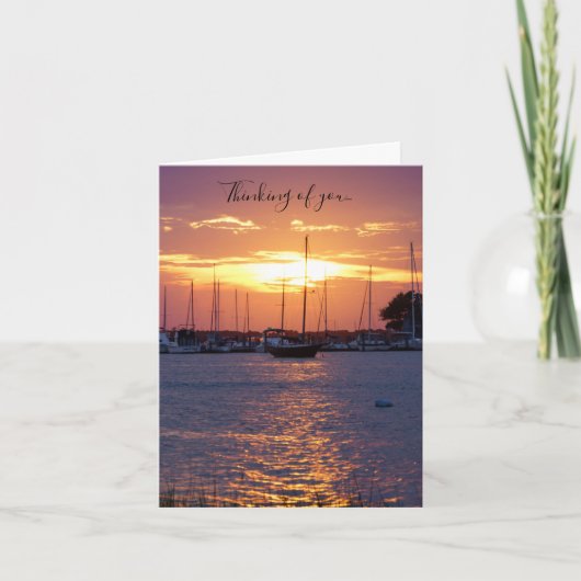 紫の情熱考えるの夕日のカード カード (正面)