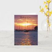 紫の情熱考えるの夕日のカード カード (黄色い花)