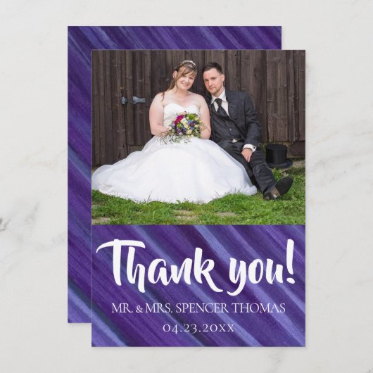 紫の情熱 | Violet Lavender Plumブラシストローク サンキューカード (正面/裏面)