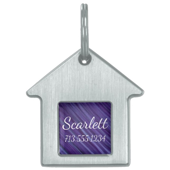 紫の情熱 | Violet Lavender Plumブラシストローク ペットネームタグ (正面)