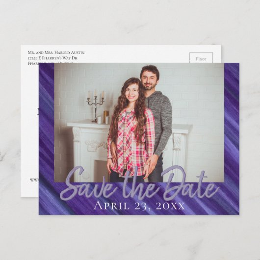 紫の情熱 | Violet Lavender Plumブラシストローク 案内ポストカード (正面/裏面)