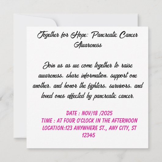 紫の愛のリボン 招待状 (裏面)