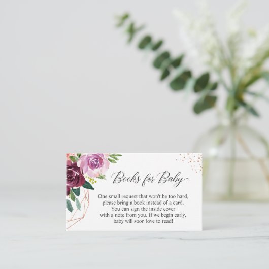 紫の愛フローラが赤ちゃんのシャワーを本に エンクロージャーカード (スタンド正面)