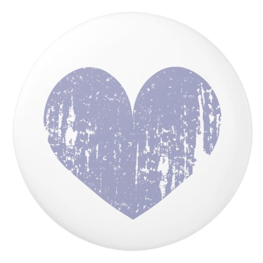 紫の愛素朴ハートのドアまたは引き出しプルノブ セラミックノブ (正面)