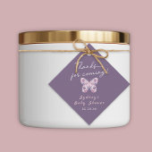 紫の感謝してい来蝶の赤ちゃんシャワー用 フェイバータグ